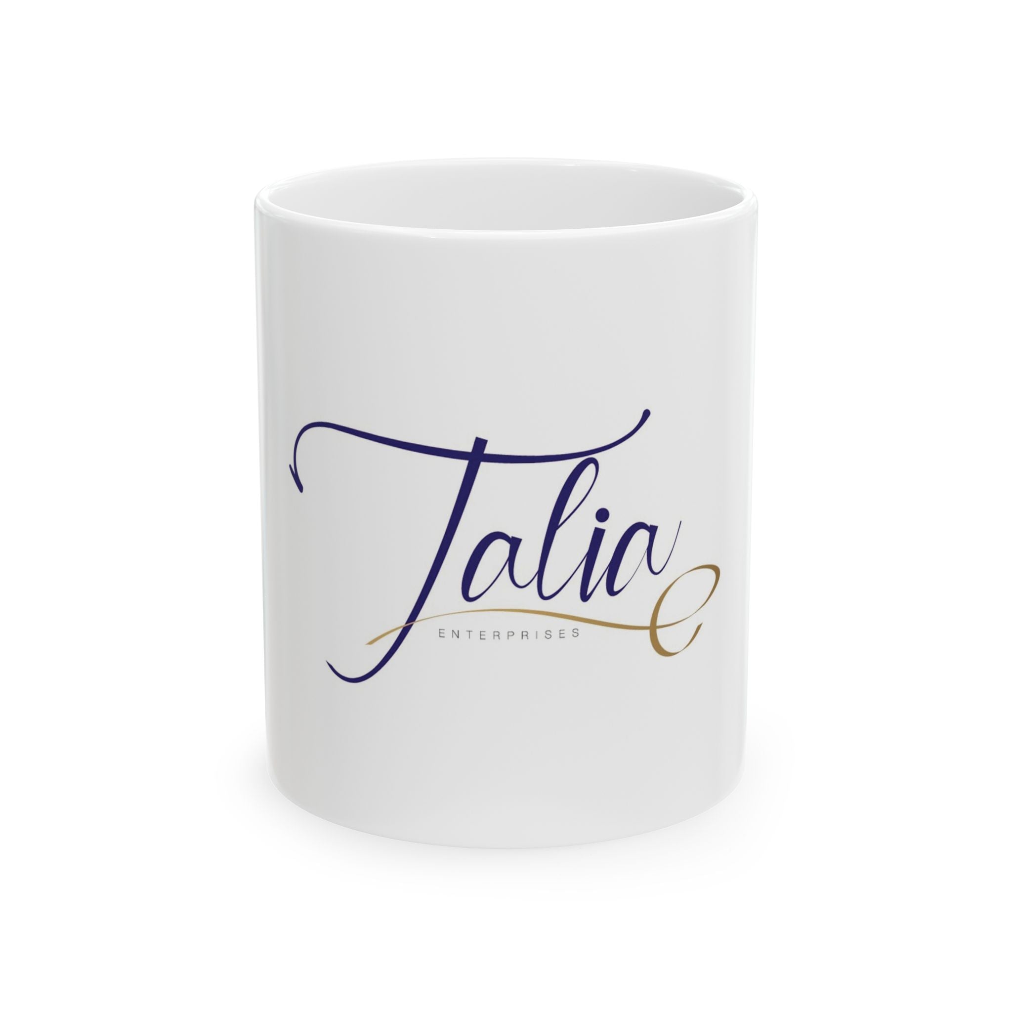 Talia Enterprises Mug | Script Calligraphy Ceramic Coffee Cup