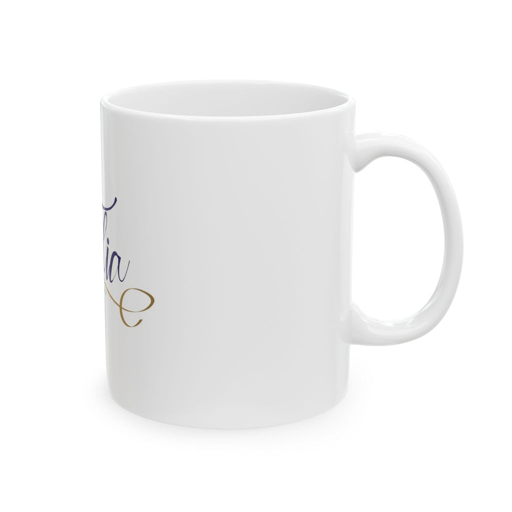 Talia Enterprises Mug | Script Calligraphy Ceramic Coffee Cup