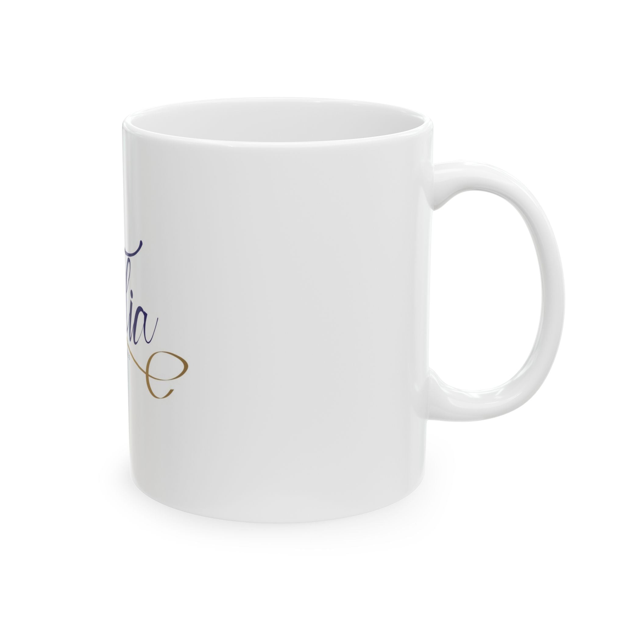 Talia Enterprises Mug | Script Calligraphy Ceramic Coffee Cup